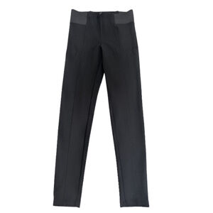 Black Ponte Pull-On Pants Slim Straight Minimalist Workwear Stretch Ankle